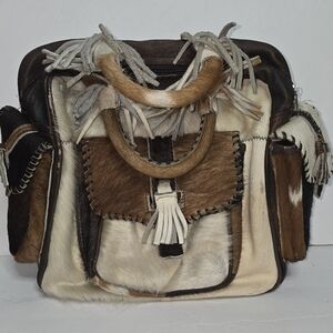 Cowhide Tote Bag for Women Western Handbag Leather Fringe